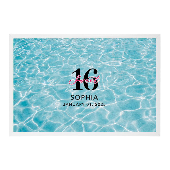 Custom Sweet 16 Signature Frame Guest Book Alternative, Set of 1-Set of 1-Andaz Press-Pool Party Theme-