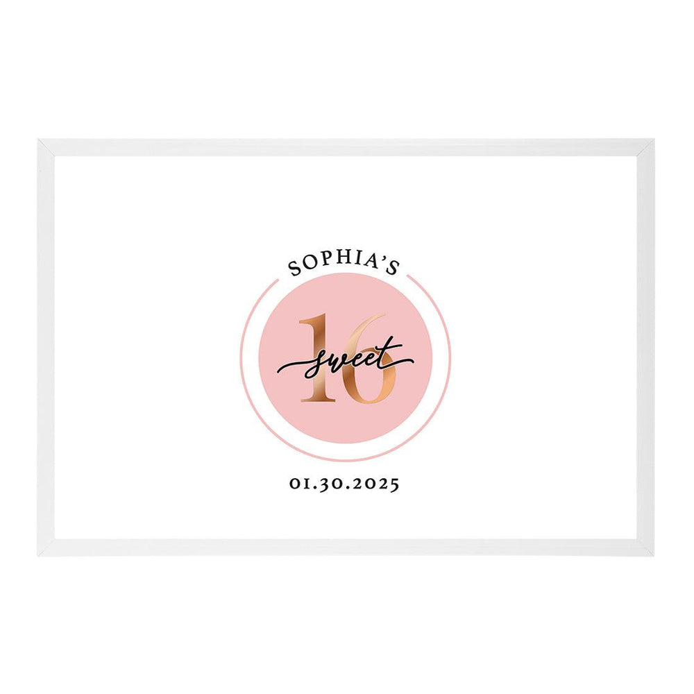 Custom Sweet 16 Signature Frame Guest Book Alternative, Set of 1-Set of 1-Andaz Press-Rose Gold-
