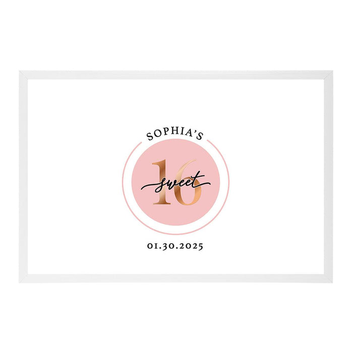 Custom Sweet 16 Signature Frame Guest Book Alternative, Set of 1-Set of 1-Andaz Press-Rose Gold-