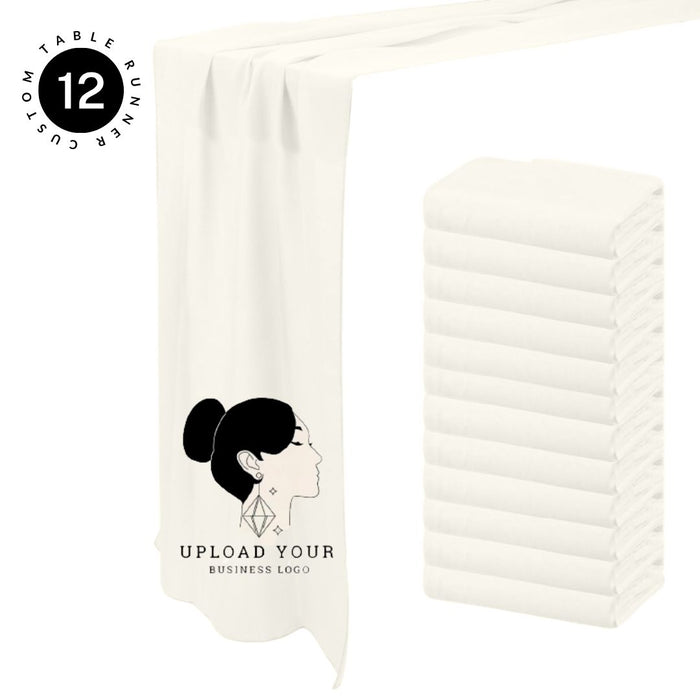 Custom Table Runner with Logo – Linen, Full Color for Business, Events, & Banners Bulk Pack-Andaz Press-Business Logo Table Runner-Set of 1-