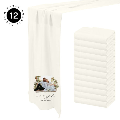 Custom Table Runner with Photo Text – Linen, Full Color for Wedding, Birthday, Baby Shower Bulk Pack-Andaz Press-Fully Custom Table Runner-Set of 1-