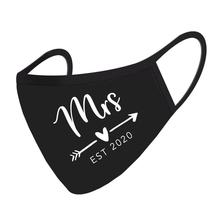 Custom Wedding Collection Face Mask, Reusable Black Cloth Masks with 1 Replaceable PM 2.5 Protection Filter-Set of 1-Andaz Press-Mrs. Arrow EST.-