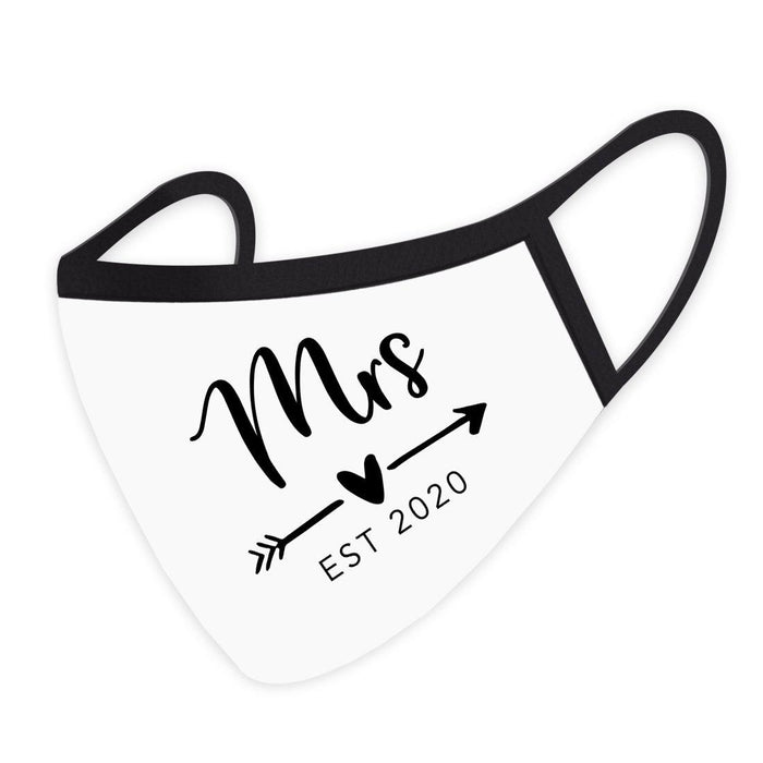 Custom Wedding Collection Face Mask, Reusable White Cloth Face Masks with 1 Replaceable PM 2.5 Protection Filter-Set of 1-Andaz Press-Mrs. Arrow EST.-