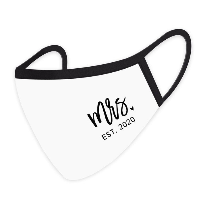 Custom Wedding Collection Face Mask, Reusable White Cloth Face Masks with 1 Replaceable PM 2.5 Protection Filter-Set of 1-Andaz Press-Mrs. EST.-