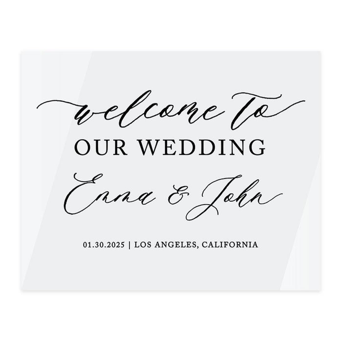 Custom Wedding Welcome Sign, Elegant White Acrylic for Reception and Ceremony, 16'' x 20'', Set of 1-Set of 1-Andaz Press-Fairytale-