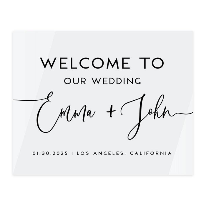 Custom Wedding Welcome Sign, Elegant White Acrylic for Reception and Ceremony, 16'' x 20'', Set of 1-Set of 1-Andaz Press-Minimalist-