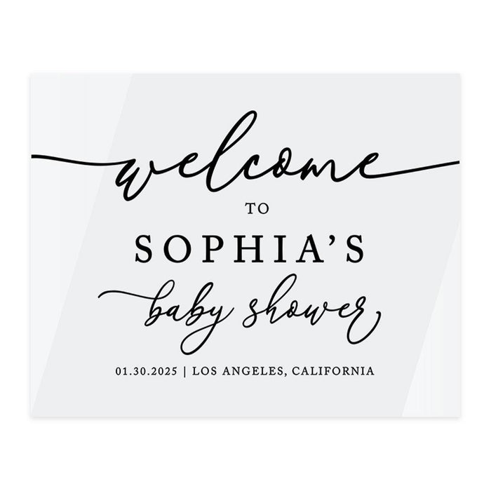 Custom White Acrylic Baby Shower Welcome Sign, Large Gender-Neutral Decorative Sign, 16 x 20 Inches-Set of 1-Andaz Press-Classic-