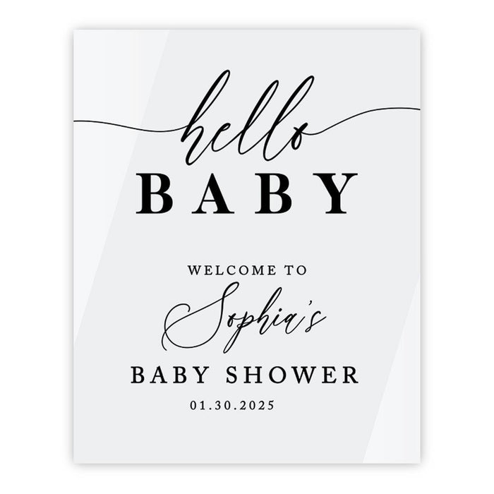 Custom White Acrylic Baby Shower Welcome Sign, Large Gender-Neutral Decorative Sign, 16 x 20 Inches-Set of 1-Andaz Press-Classic Modern-