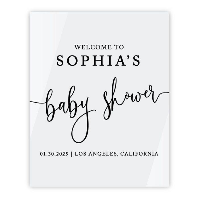 Custom White Acrylic Baby Shower Welcome Sign, Large Gender-Neutral Decorative Sign, 16 x 20 Inches-Set of 1-Andaz Press-Modern-