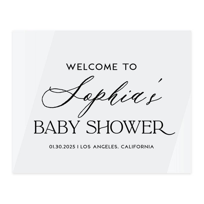 Custom White Acrylic Baby Shower Welcome Sign, Large Gender-Neutral Decorative Sign, 16 x 20 Inches-Set of 1-Andaz Press-Vintage-