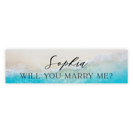 Custom Will You Marry Me Sign Banner, Proposal and Valentine's Day Decorations Ideas, Set of 1-Set of 1-Andaz Press-Beach Theme Will You Marry Me?-