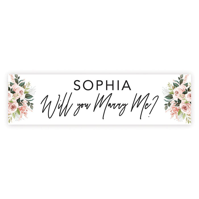 Custom Will You Marry Me Sign Banner, Proposal and Valentine's Day Decorations Ideas, Set of 1-Set of 1-Andaz Press-Watercolor Flowers Will You Marry Me?-