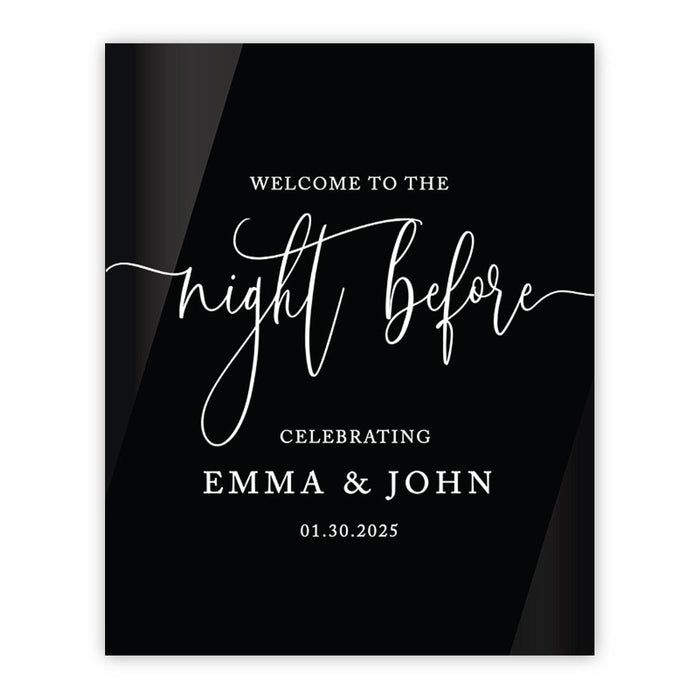 Elegant Custom Black Acrylic Welcome Sign for Wedding Rehearsal Dinner, 16'' x 20''-Set of 1-Andaz Press-Classic Minimal-