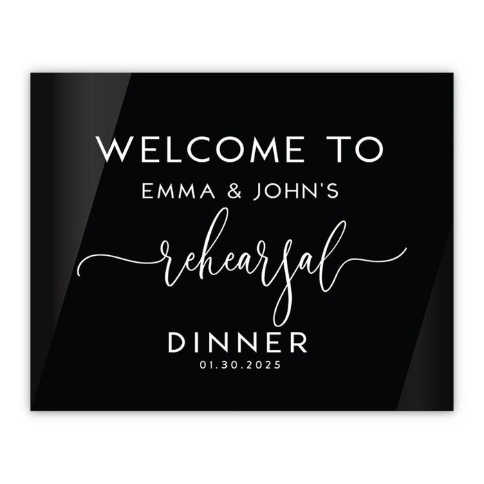 Elegant Custom Black Acrylic Welcome Sign for Wedding Rehearsal Dinner, 16'' x 20''-Set of 1-Andaz Press-Whimsical-