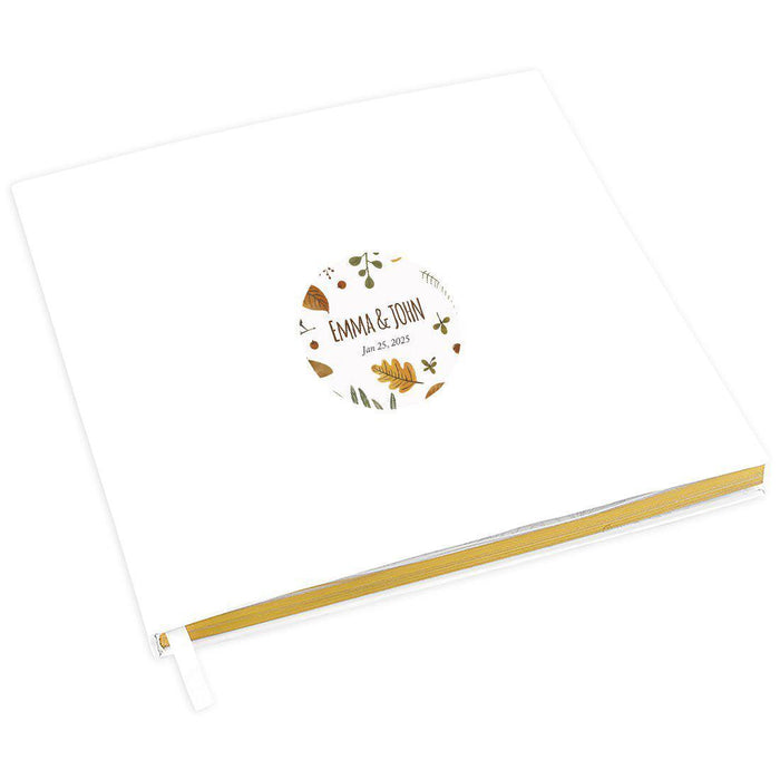 Elegant Custom Wedding Guestbook with Gold Accents - 45 Designs-Set of 1-Andaz Press-Abstract Fall Leaves-