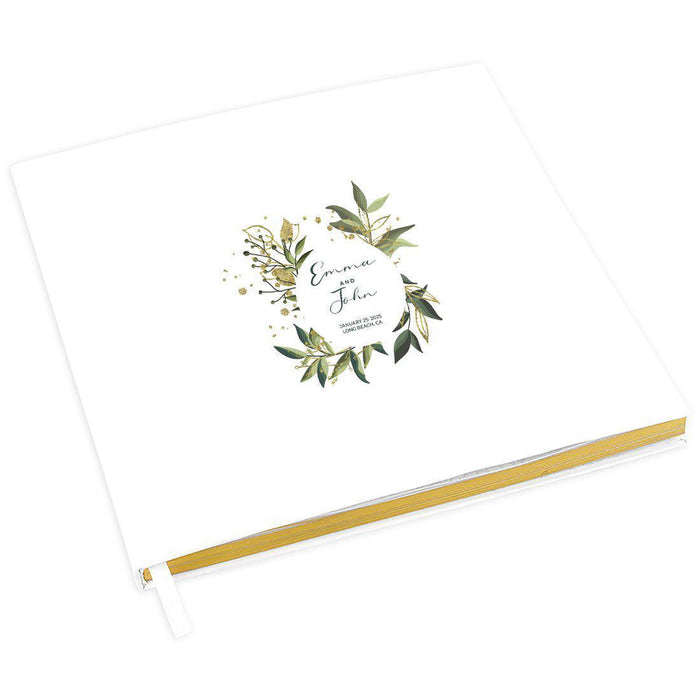 Elegant Custom Wedding Guestbook with Gold Accents - 45 Designs-Set of 1-Andaz Press-Glitter Gold Greenery Design-