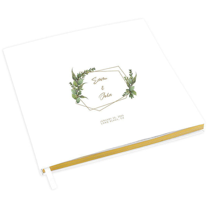 Elegant Custom Wedding Guestbook with Gold Accents - 45 Designs-Set of 1-Andaz Press-Gold Geometric Frame-