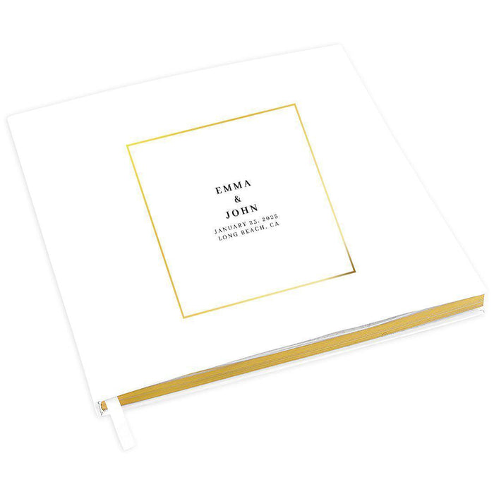 Elegant Custom Wedding Guestbook with Gold Accents - 45 Designs-Set of 1-Andaz Press-Gold Square Frame-