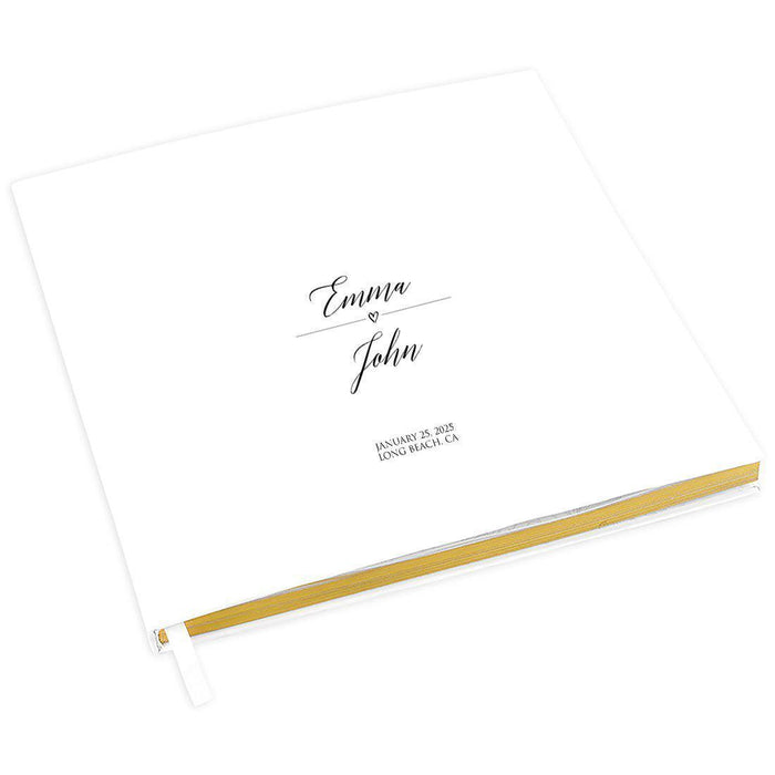 Elegant Custom Wedding Guestbook with Gold Accents - 45 Designs-Set of 1-Andaz Press-Minimal Heart Design-