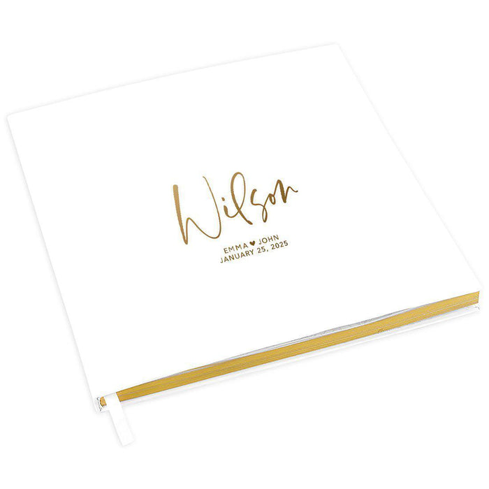 Elegant Custom Wedding Guestbook with Gold Accents - 45 Designs-Set of 1-Andaz Press-Modern Gold Custom Last Name-