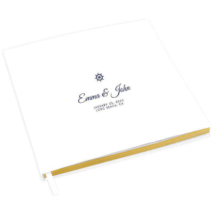 Elegant Custom Wedding Guestbook with Gold Accents - 45 Designs-Set of 1-Andaz Press-Nautical Steering Wheel-