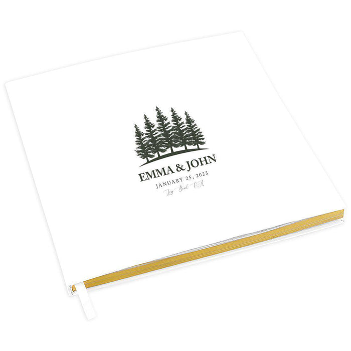 Elegant Custom Wedding Guestbook with Gold Accents - 45 Designs-Set of 1-Andaz Press-Pine Trees-