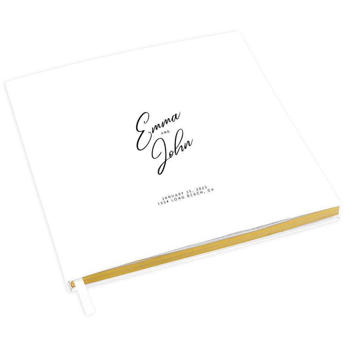 Elegant Custom Wedding Guestbook with Gold Accents - 45 Designs-Set of 1-Andaz Press-Script Design-