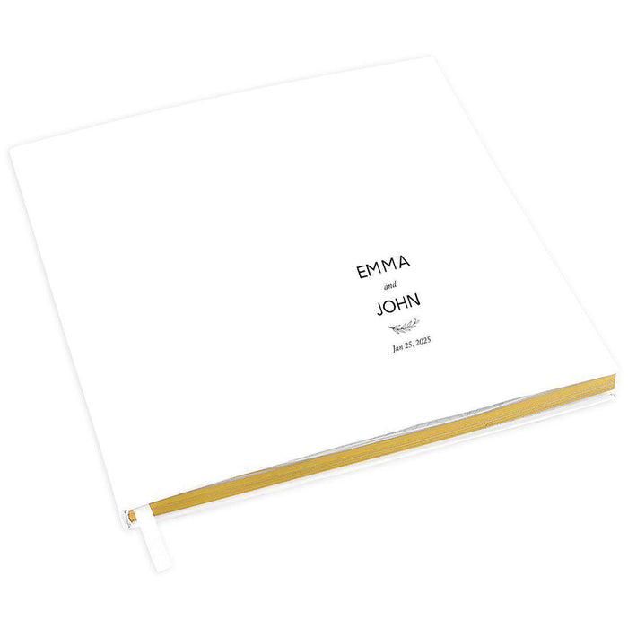 Elegant Custom Wedding Guestbook with Gold Accents - 45 Designs-Set of 1-Andaz Press-Simple Leaf Design-