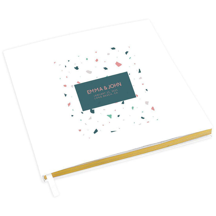 Elegant Custom Wedding Guestbook with Gold Accents - 45 Designs-Set of 1-Andaz Press-Terrazzo-