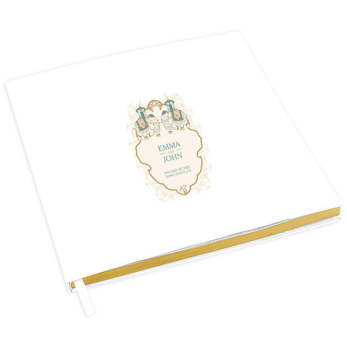 Elegant Custom Wedding Guestbook with Gold Accents - 45 Designs-Set of 1-Andaz Press-Tons of Love Elephant Design-
