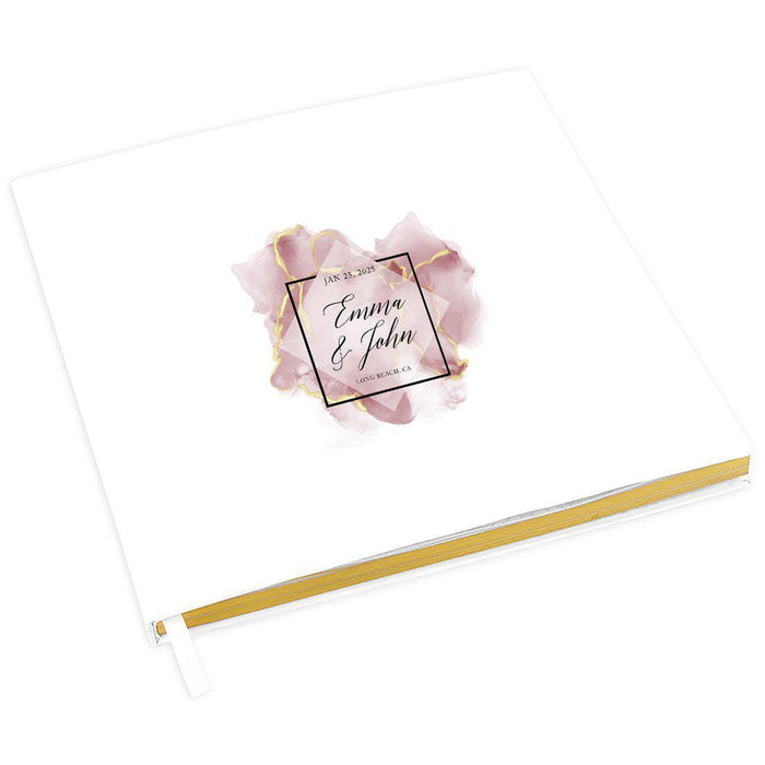 Elegant Custom Wedding Guestbook with Gold Accents - 45 Designs-Set of 1-Andaz Press-Watercolor Mauve Marble-