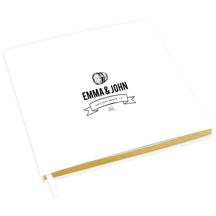 Elegant Custom Wedding Guestbook with Gold Accents - 45 Designs-Set of 1-Andaz Press-Wine Barrel Design-