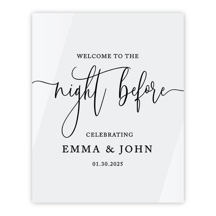 Elegant Custom White Acrylic Welcome Sign for Wedding Rehearsal Dinner, 16 x 20 Inches-Set of 1-Andaz Press-Classic Minimal-