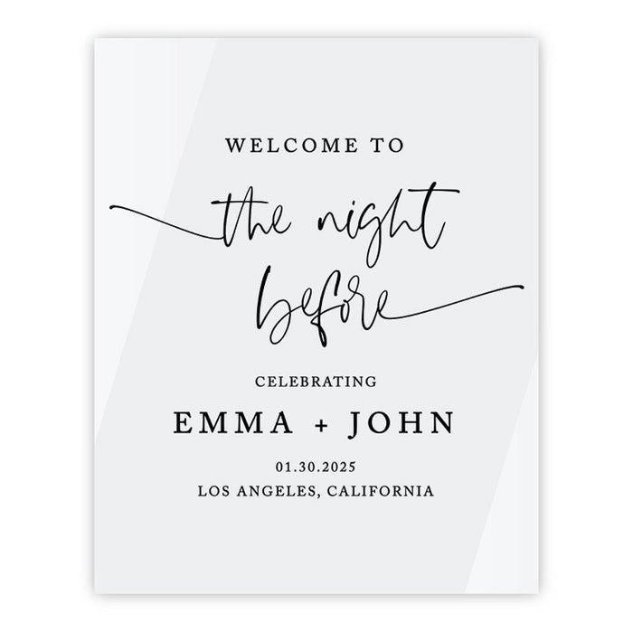 Elegant Custom White Acrylic Welcome Sign for Wedding Rehearsal Dinner, 16 x 20 Inches-Set of 1-Andaz Press-Minimal-