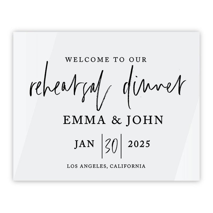 Elegant Custom White Acrylic Welcome Sign for Wedding Rehearsal Dinner, 16 x 20 Inches-Set of 1-Andaz Press-Rustic Modern-