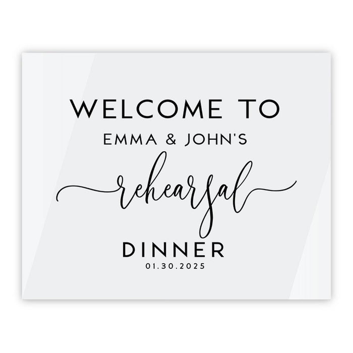 Elegant Custom White Acrylic Welcome Sign for Wedding Rehearsal Dinner, 16 x 20 Inches-Set of 1-Andaz Press-Whimsical-