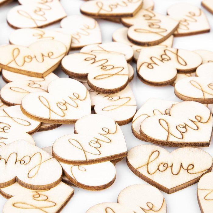 Engraved Wood Heart Confetti, 100 Pieces-Set of 100-Andaz Press-Love-
