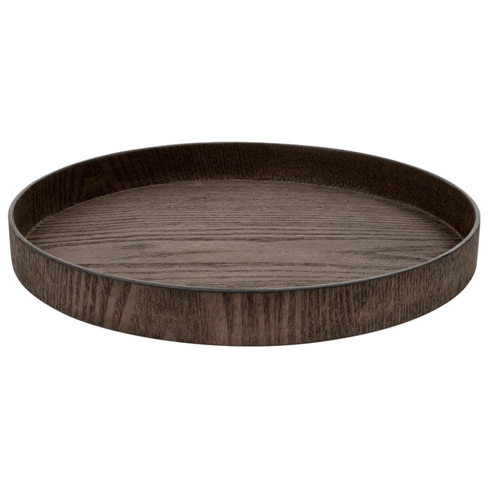 Faux Wood Round Decorative Tray Rustic Wood Tray-Set of 1-Koyal Wholesale-Driftwood Gray-