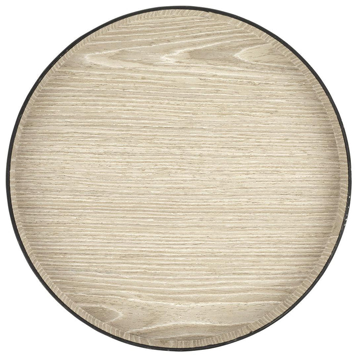 Faux Wood Round Decorative Tray Rustic Wood Tray-Set of 1-Koyal Wholesale-Driftwood Gray-