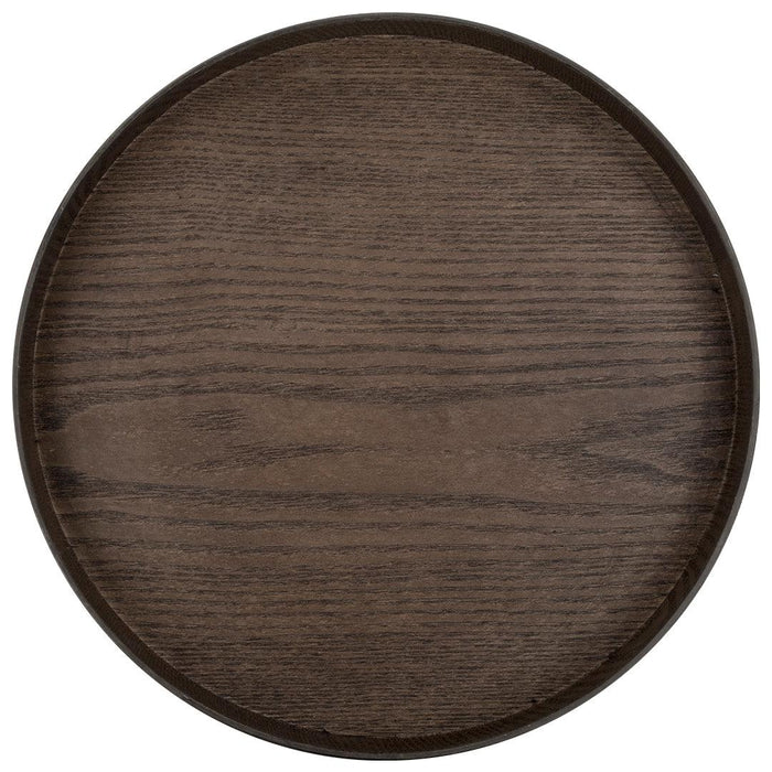 Faux Wood Round Decorative Tray Rustic Wood Tray-Set of 1-Koyal Wholesale-Brown-