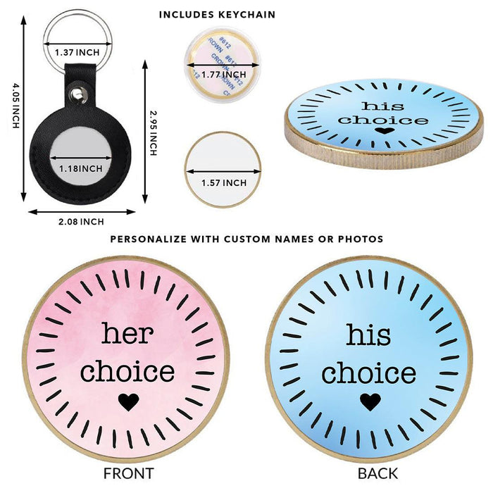 Flip to Decide Coin Includes Keychain Holder, Set of 1-Set of 1-Andaz Press-His / Her Choice-
