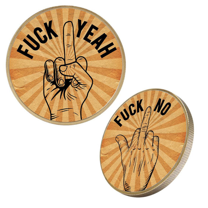 Flip to Decide Coin Includes Keychain Holder, Set of 1-Set of 1-Andaz Press-Fuck No / Fuck Yeah-