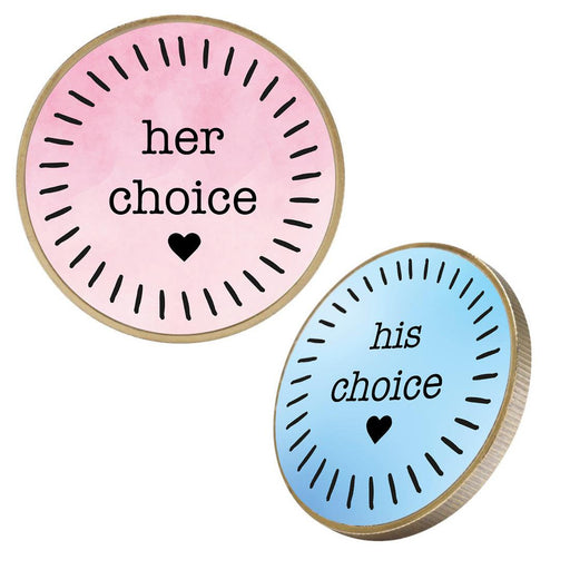 Flip to Decide Coin Includes Keychain Holder, Set of 1-Set of 1-Andaz Press-His / Her Choice-