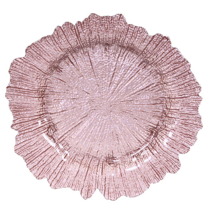 Flora Glass Charger Plates, Set of 4-Set of 4-Koyal Wholesale-Blush Pink-