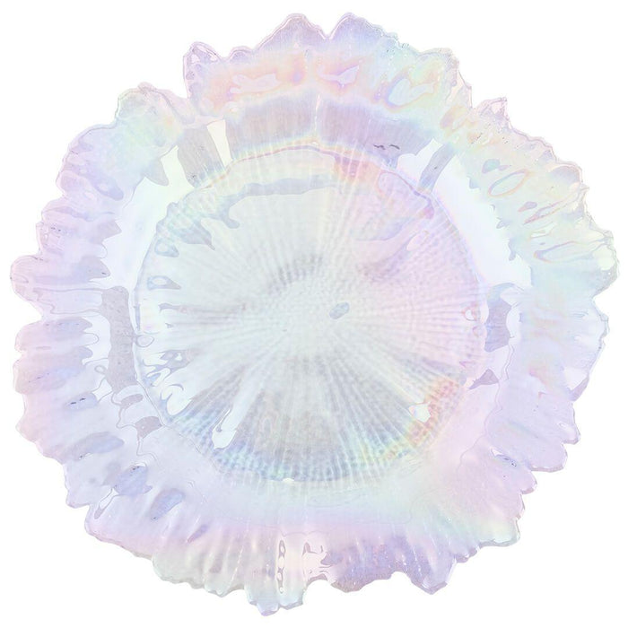 Flora Glass Charger Plates, Set of 4-Set of 4-Koyal Wholesale-Iridescent-