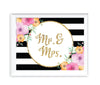 Floral Gold Glitter Wedding Party Signs-Set of 1-Andaz Press-Mr. & Mrs.-