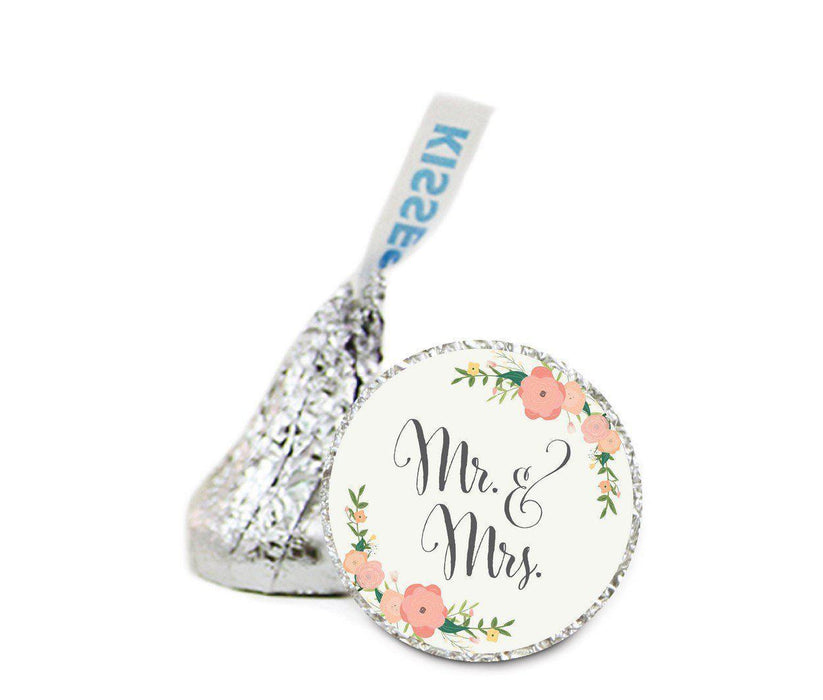Floral Roses Wedding Hershey's Kisses Stickers-Set of 216-Andaz Press-Mr. & Mrs.-