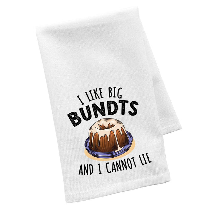 Flour Sack Tea Towels, Kitchen Gifts for Mom, Daughter, Couples, Set of 1-Set of 1-Andaz Press-I Like Big Bundts And I Cannot Lie-