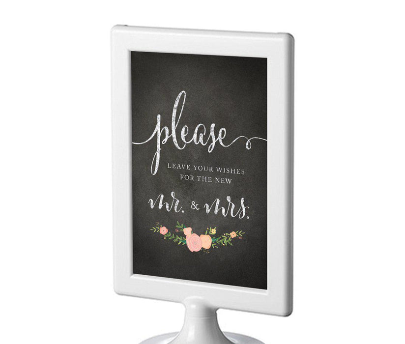 Framed Chalkboard & Floral Roses Wedding Party Signs-Set of 1-Andaz Press-Mr. & Mrs.-