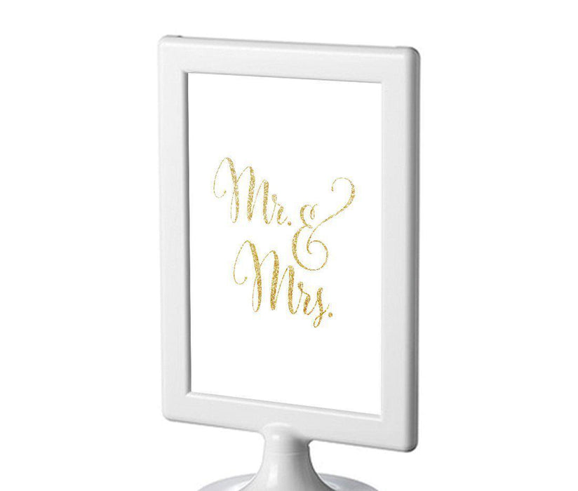 Framed Gold Glitter Wedding Party Signs-Set of 1-Andaz Press-Mr. & Mrs.-